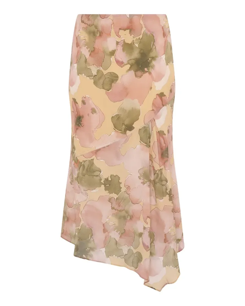 Paris Georgia Mae floral-print asymmetric-hem midi skirt - Rosa Rosa