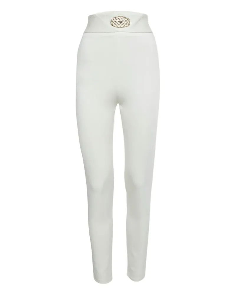Elisabetta Franchi Leggings mit Logo-Schild - Weiß Weiß