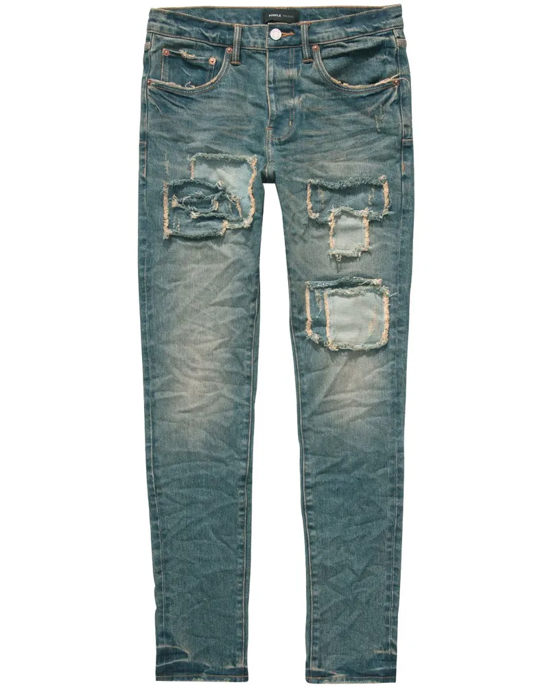 PURPLE BRAND Skinny-Jeans im Distressed-Look - Blau Blau