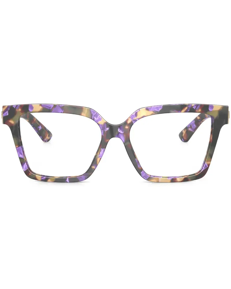 Dolce & Gabbana Eckige Brille mit Logo-Schild - Violett Violett
