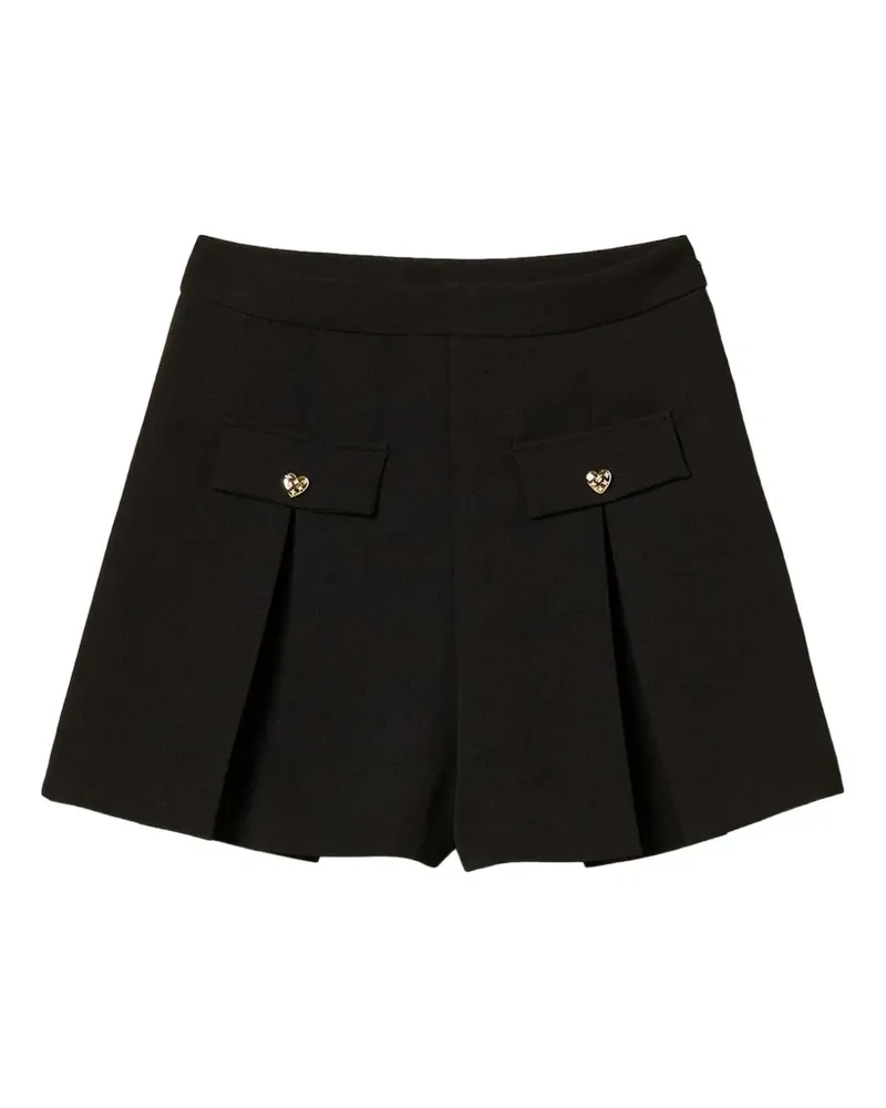 Twin-Set crêpe shorts with heart-shaped buttons - Schwarz Schwarz