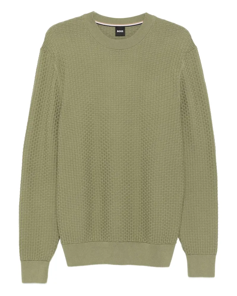 HUGO BOSS Sweatshirt mit Waffelstrick-Muster - Grün Grün