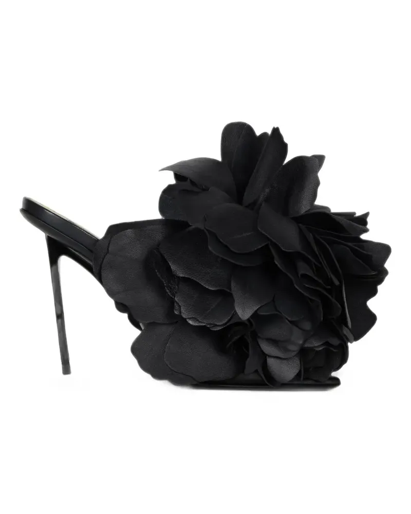 Givenchy Boudoir Mules aus Leder mit Rosenblüten - Schwarz Schwarz