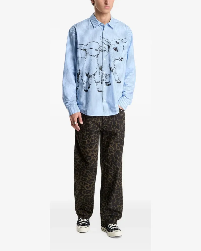 Obey studded leopard-print jeans - Braun Braun