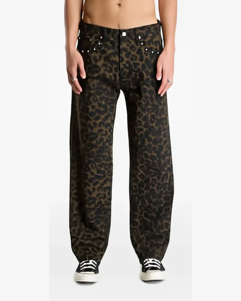 Obey studded leopard-print jeans - Braun Braun