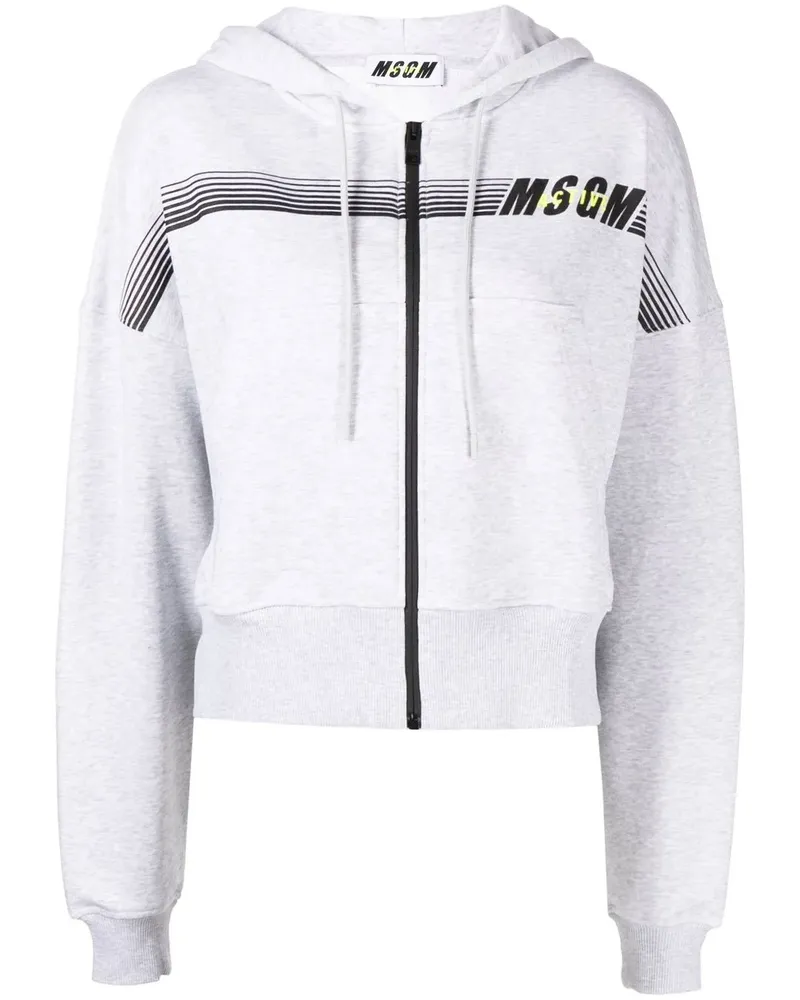MSGM Kapuzenjacke mit Logo-Print - Grau Grau