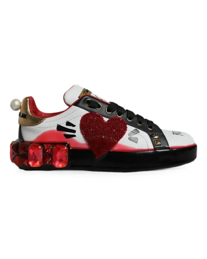 Dolce & Gabbana Portofino Sneakers mit Herz-Patch - Weiß Weiß
