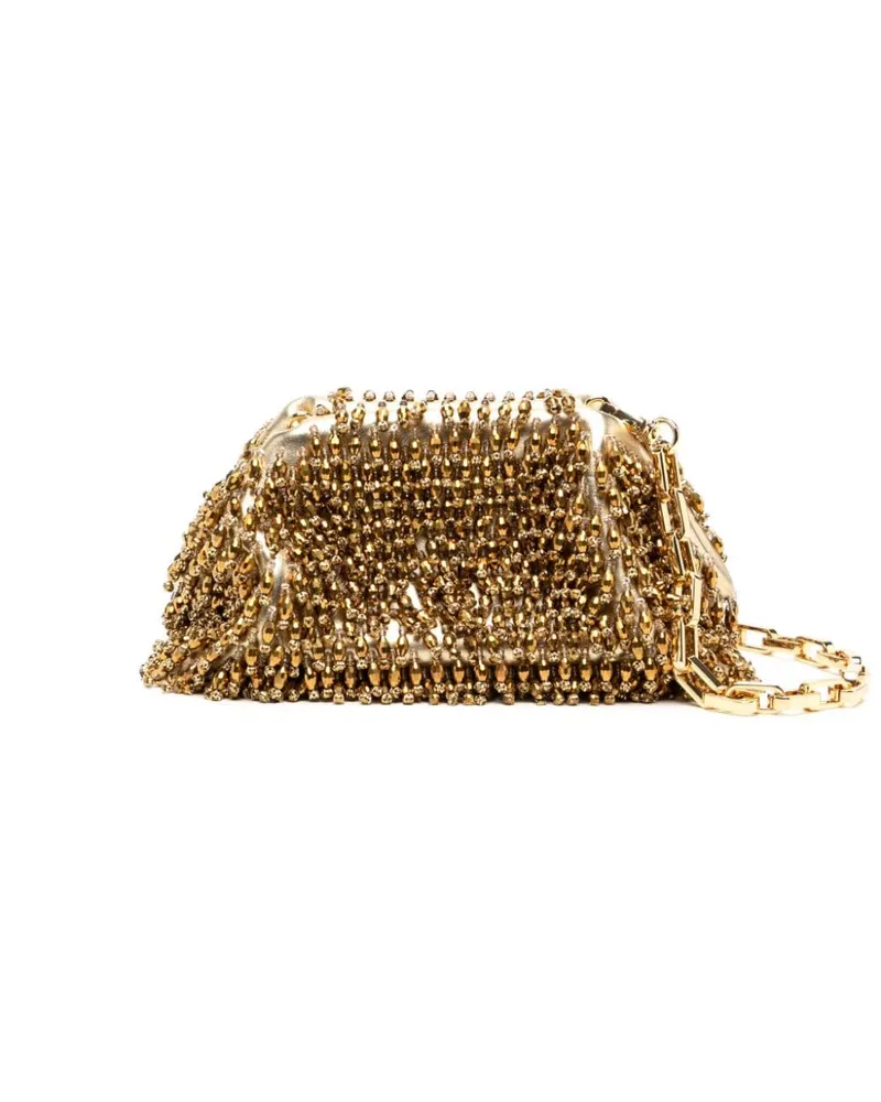 Self-Portrait Clutch mit Kristallen Gold