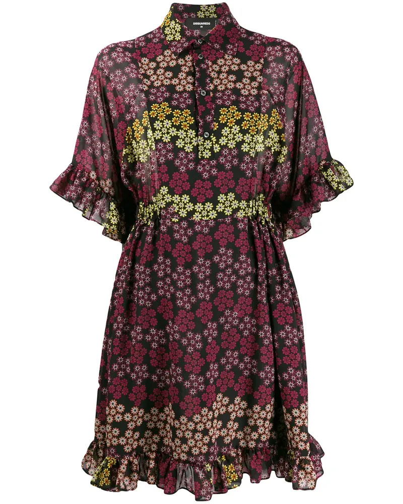 Dsquared2 Hemdkleid mit Blumen-Print - Schwarz Schwarz