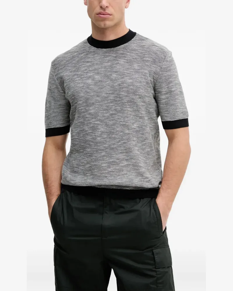 Armani Exchange Strukturiertes Strick-T-Shirt - Blau Blau