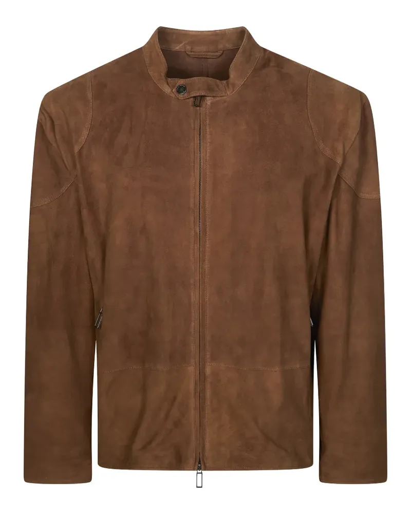 Paolo Pecora Milano suede biker jacket - Braun Braun
