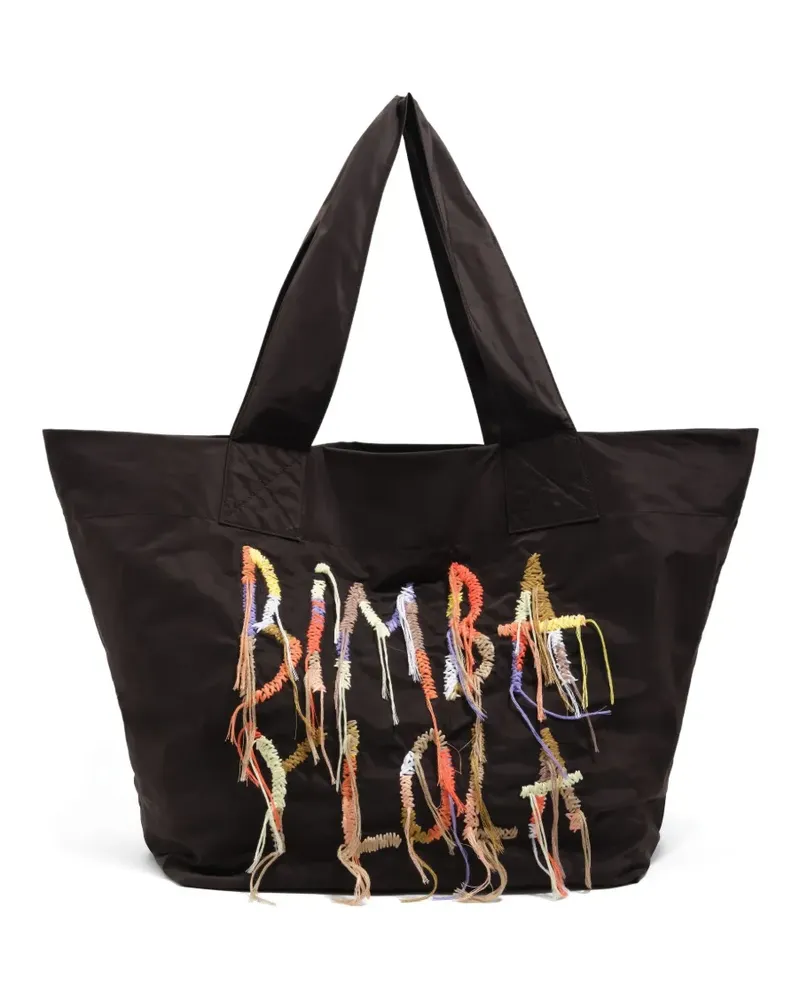 BIMBA Y LOLA Schultertasche mit Logo-Stickerei - Grau Grau
