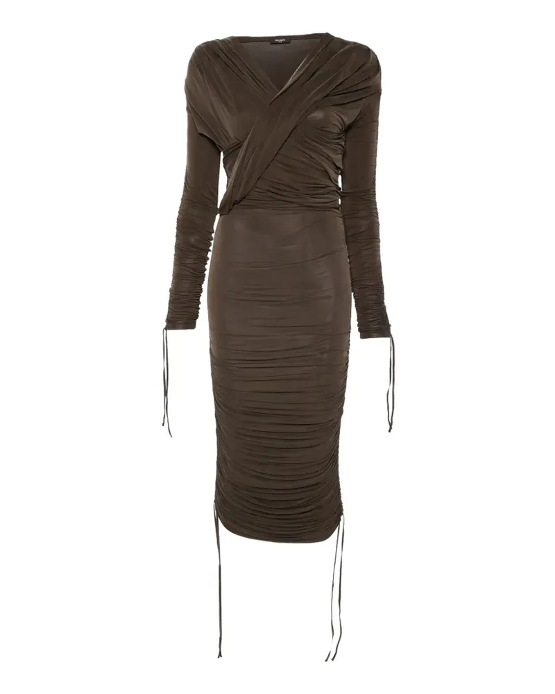 Balmain Drapiertes Midikleid - Braun Braun