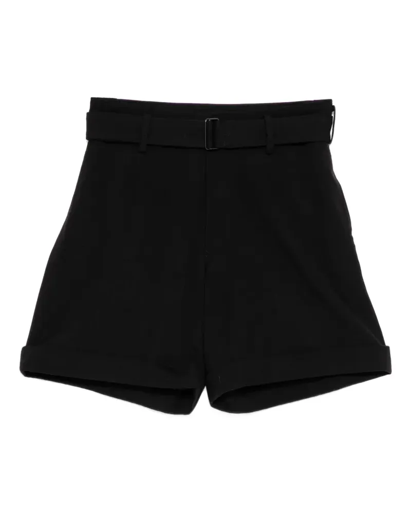 Yohji Yamamoto Umgeschlagene Shorts mit Gürtel - Schwarz Schwarz