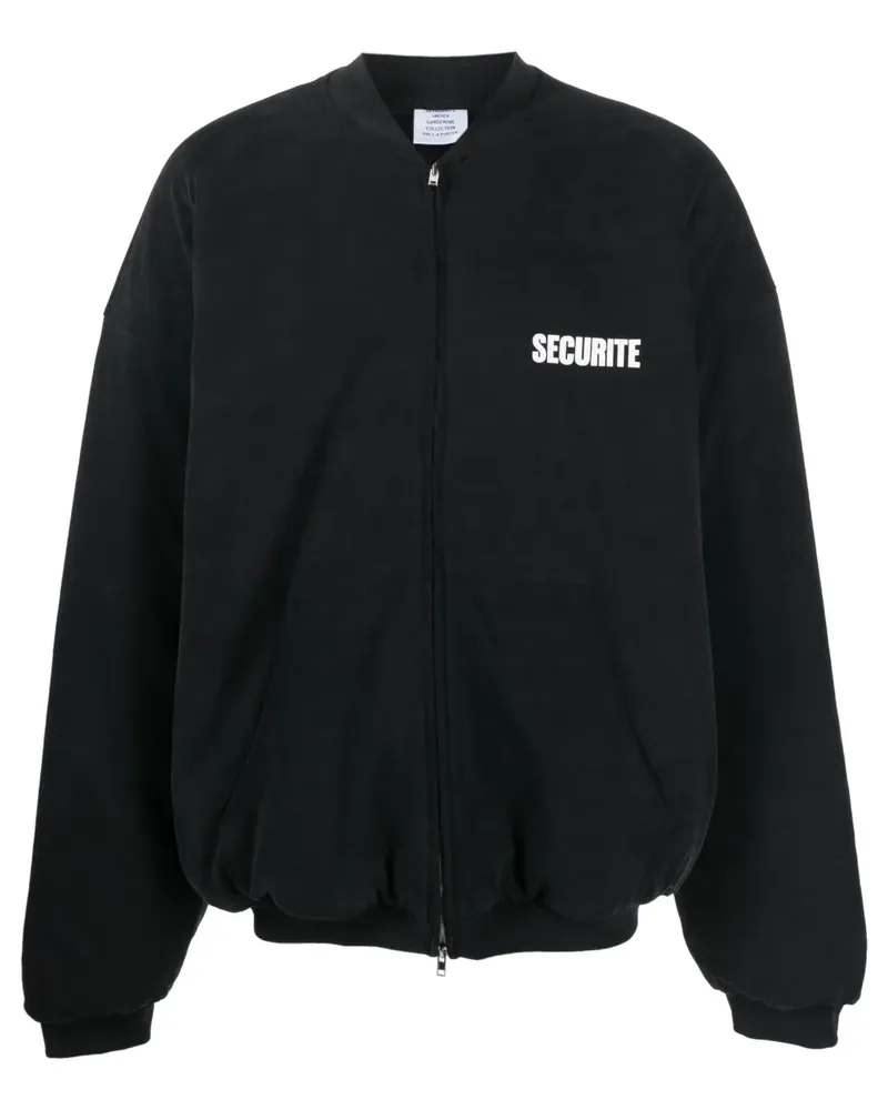 VETEMENTS Bomberjacke mit Slogan-Print - Schwarz Schwarz