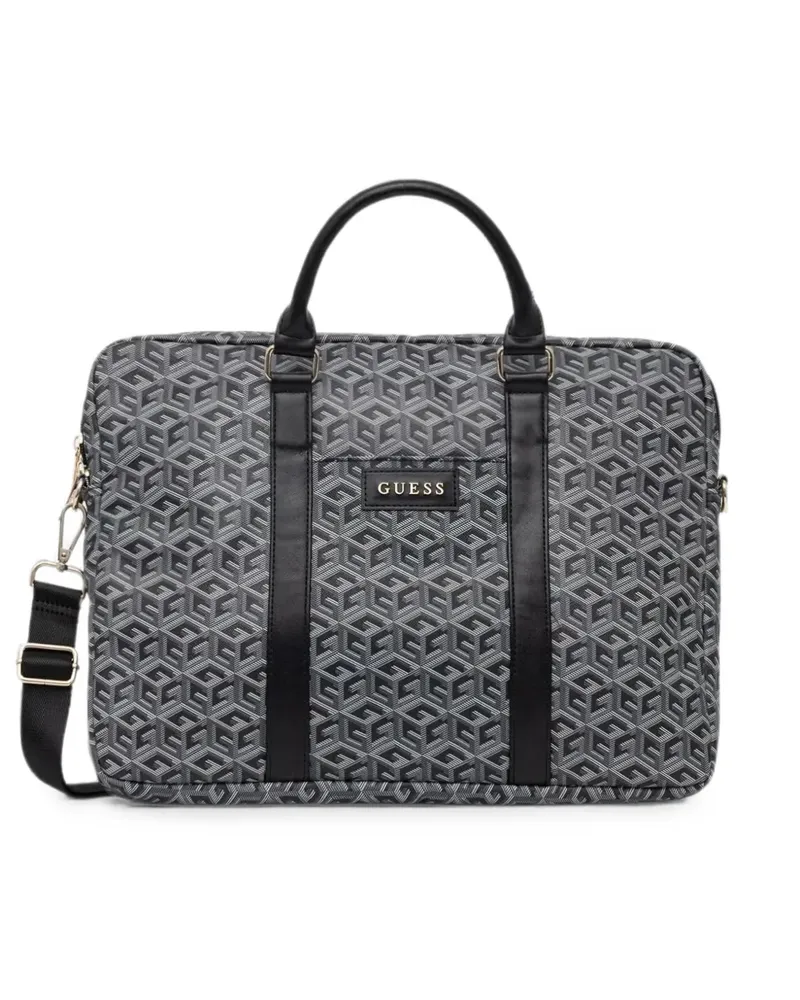 Guess geometric-pattern logo-patch laptop bag - Grau Grau