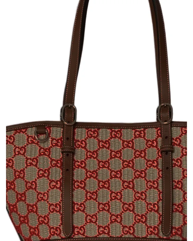 Gucci GG Supreme Schultertasche mit Lederbesatz - Nude Nude