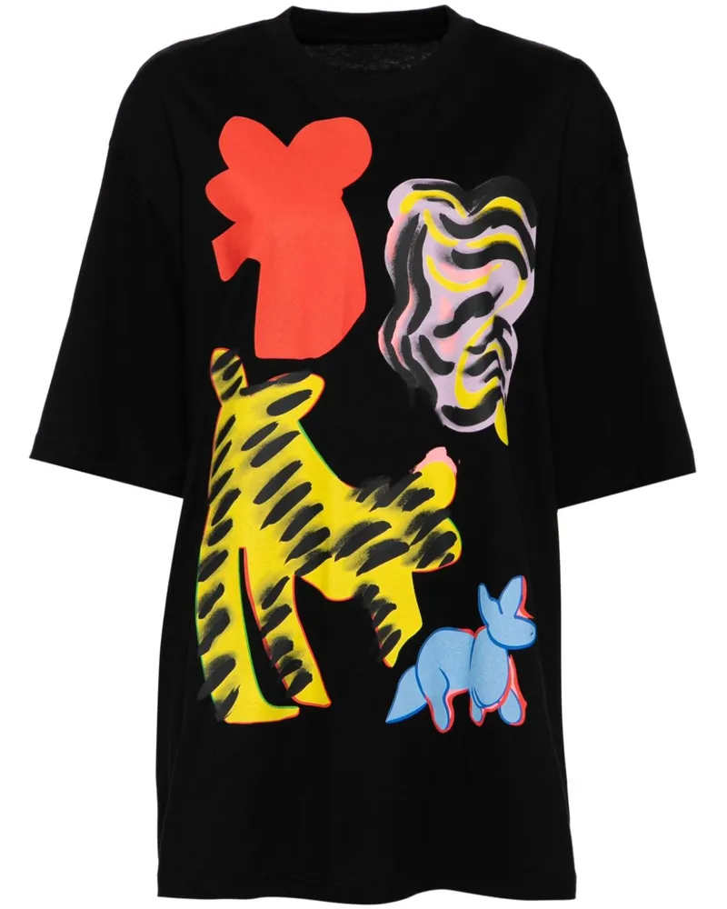 JNBY T-Shirt mit Katzen-Print - Schwarz Schwarz