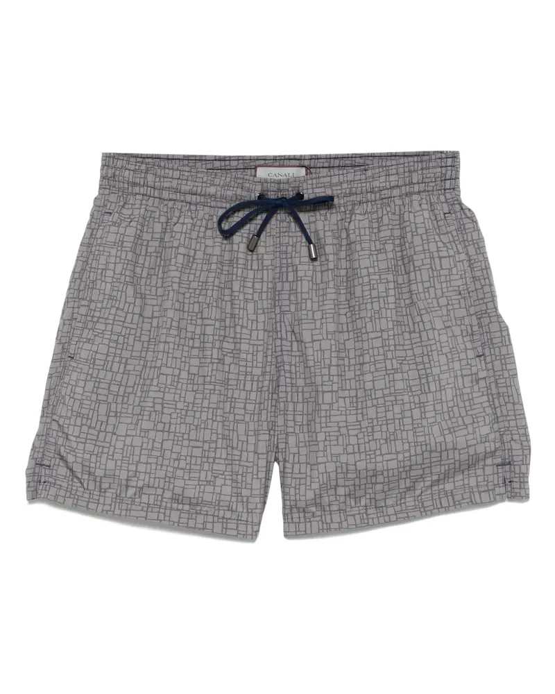Canali Badeshorts mit grafischem Print - Grau Grau