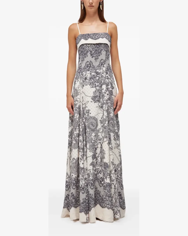 Blumarine lace-print spaghetti-strap dress - Nude Nude