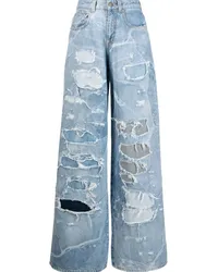 John Richmond Weite Jeans im Distressed-Look Blau