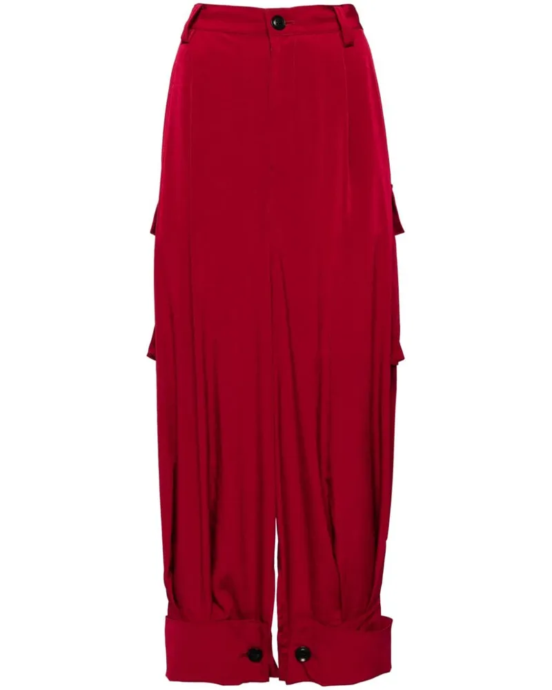 Yohji Yamamoto Drapierte Hose Rot