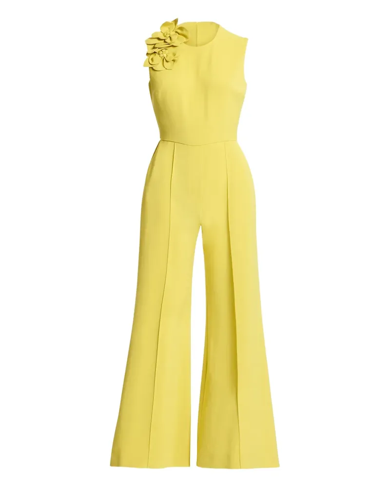 Elie Saab flower-appliqué jumpsuit - Gelb Gelb