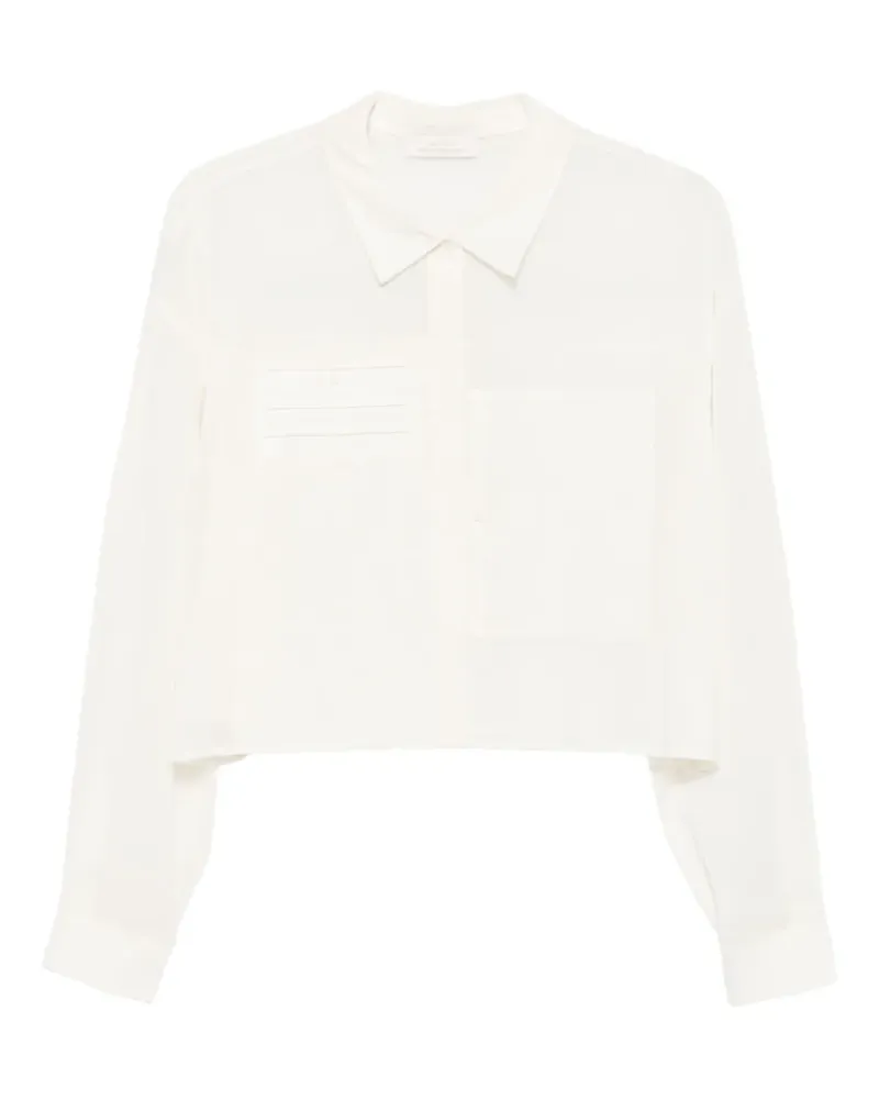 AMOMENTO Cropped-Hemd mit Tasche - Nude Nude