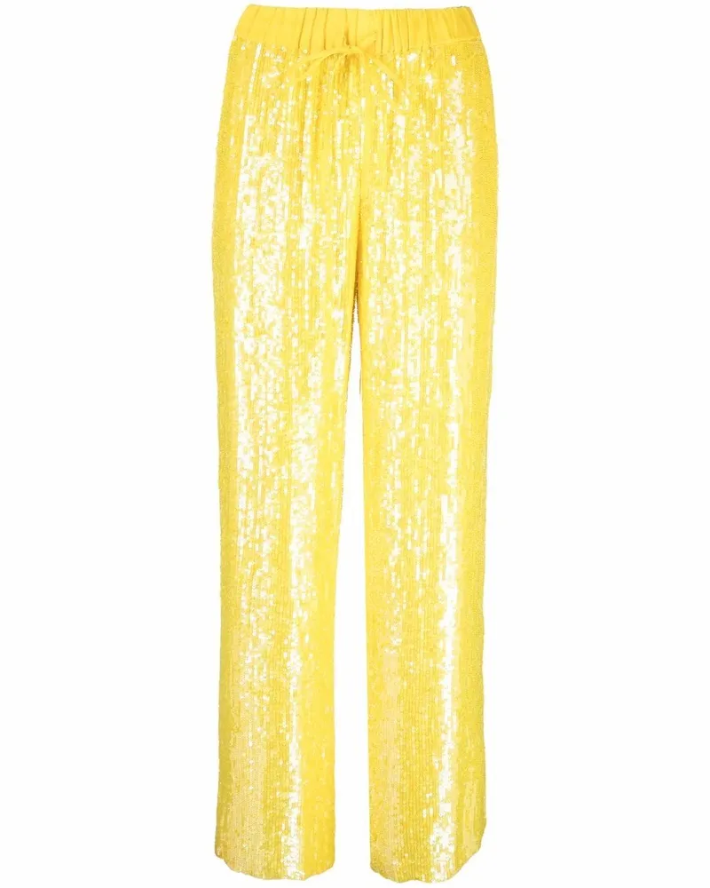 P.A.R.O.S.H. Weite Paillettenhose - Gelb Gelb