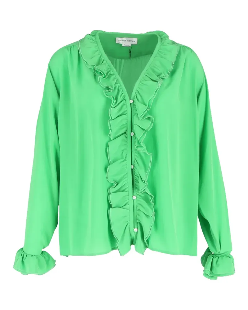 Victoria Beckham ruffle silk shirt - Grün Grün