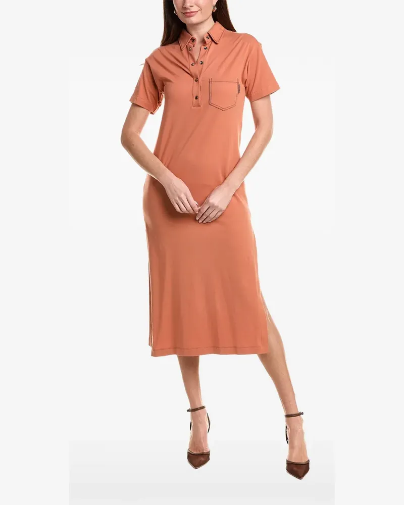Brunello Cucinelli short-sleeve midi dress - Orange Orange