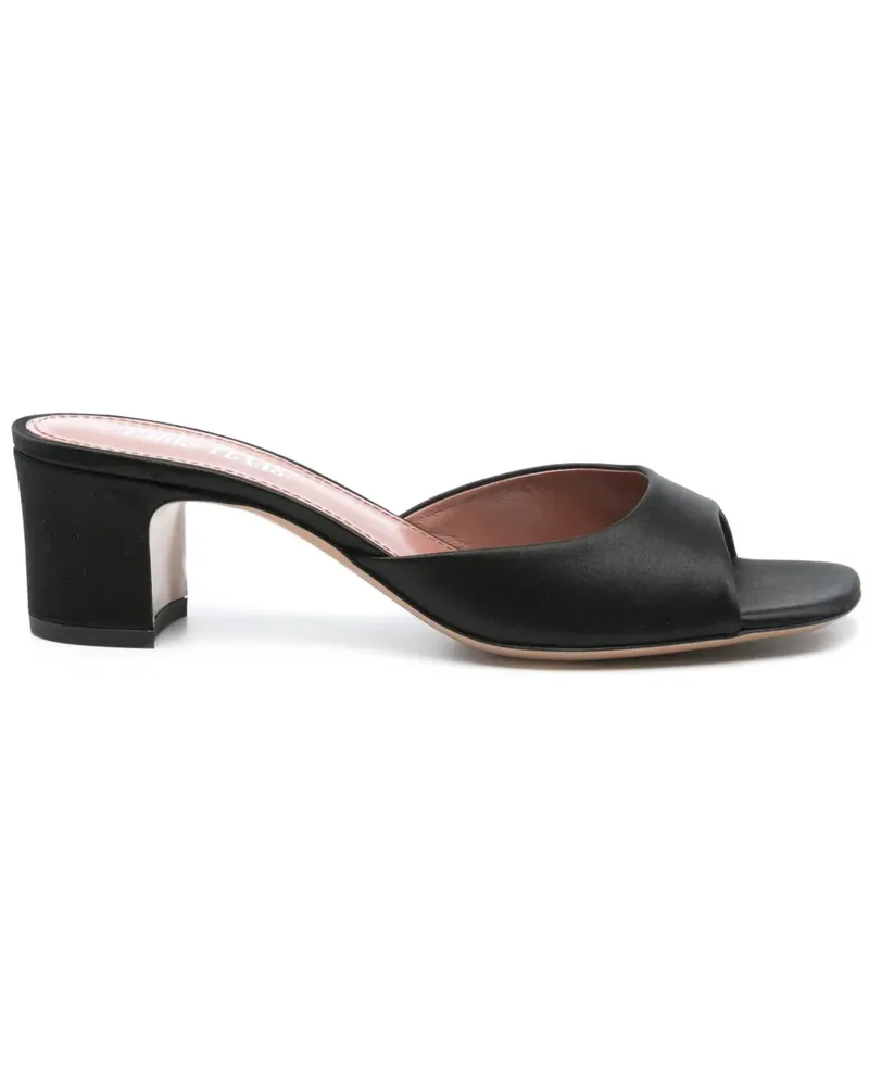 Paris Texas Mules aus Satin 50mm - Schwarz Schwarz