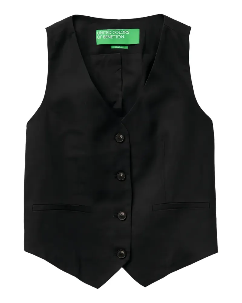 Benetton button-up linen waistcoat - Schwarz Schwarz