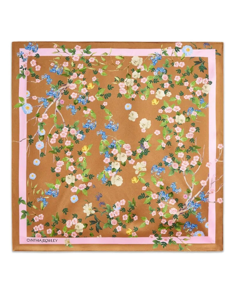 Cynthia Rowley Seidenschal mit Blumen-Print - Braun Braun