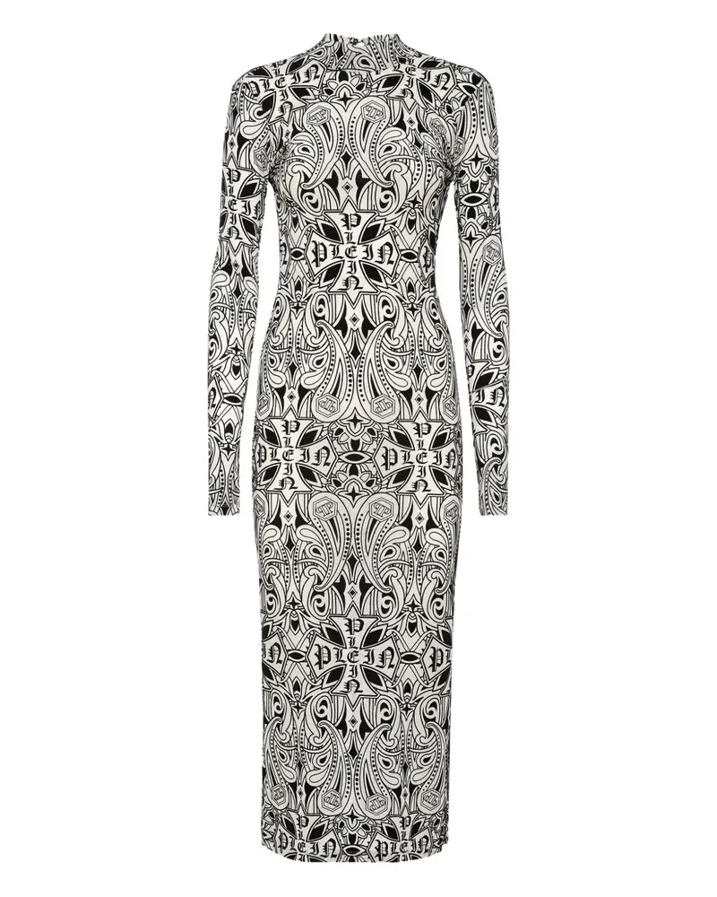 Philipp Plein Gothic Plein Midikleid - Schwarz Schwarz