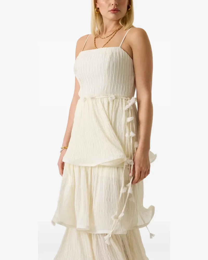 Guess chiffon flounced midi dress - Nude Nude