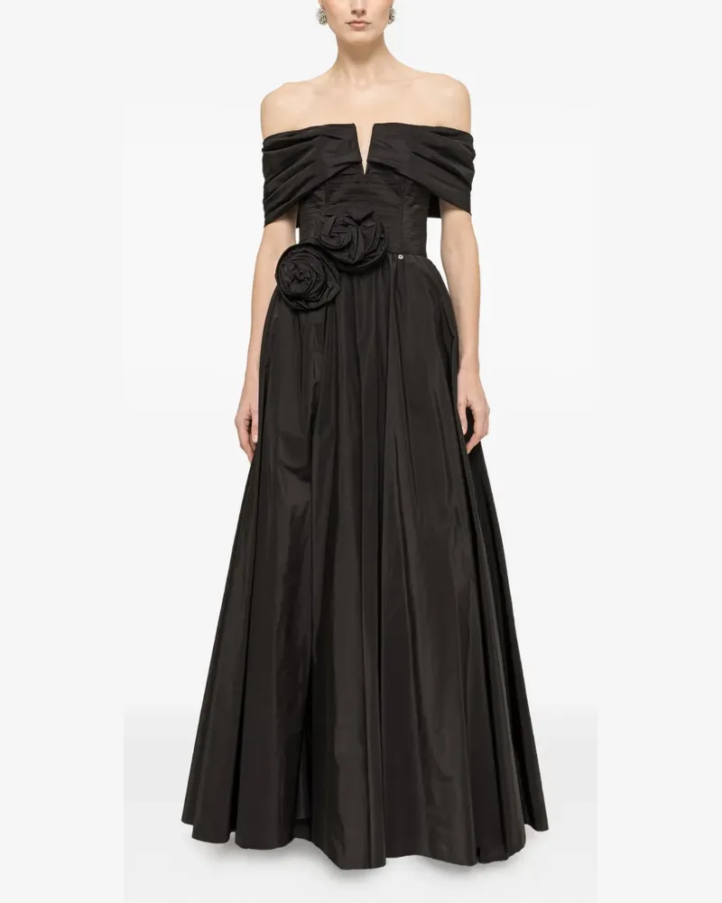 NISSA floral-applique maxi dress - Schwarz Schwarz