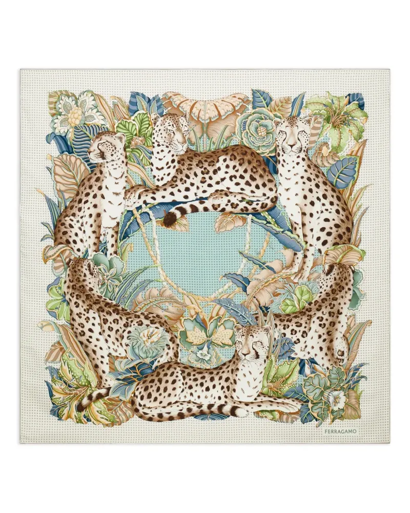 Ferragamo Cheetah-print silk scarf - Nude Nude