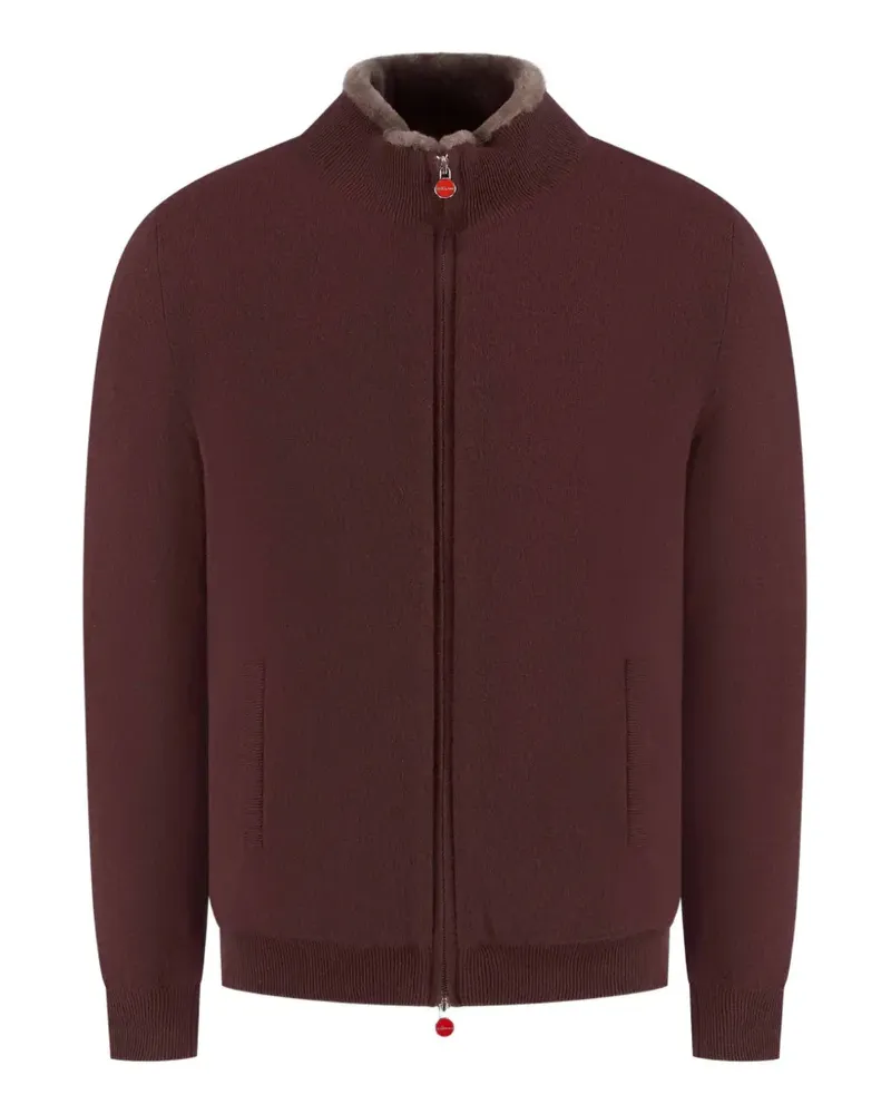 Kiton Gestrickte Jacke mit Shearling-Besatz - Rot Rot