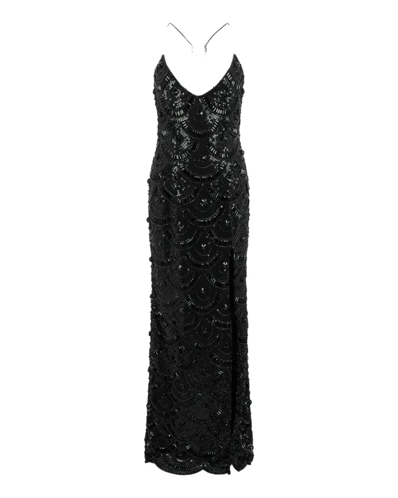 Philipp Plein Shiny Waves Maxikleid mit Pailletten - Schwarz Schwarz