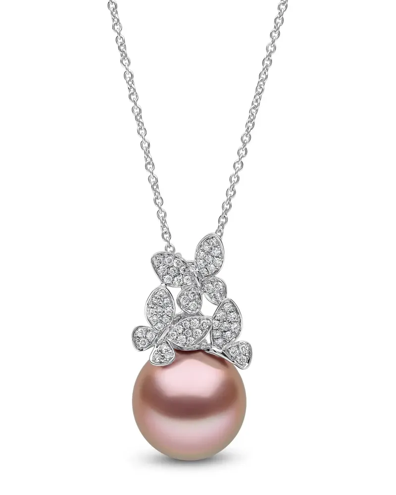 YOKO London Schmetterling-Anhänger mit Diamant und Perle - Silber Silber