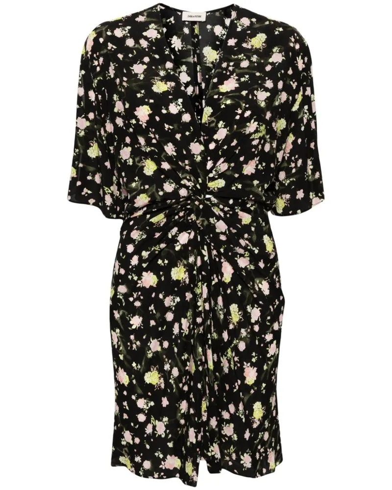 Zadig & Voltaire Rozom Minikleid mit Blumen-Print Schwarz