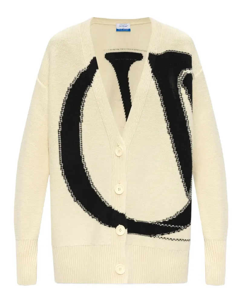 OFF-WHITE Ow Maxi Logo Cardigan - Weiß Weiß