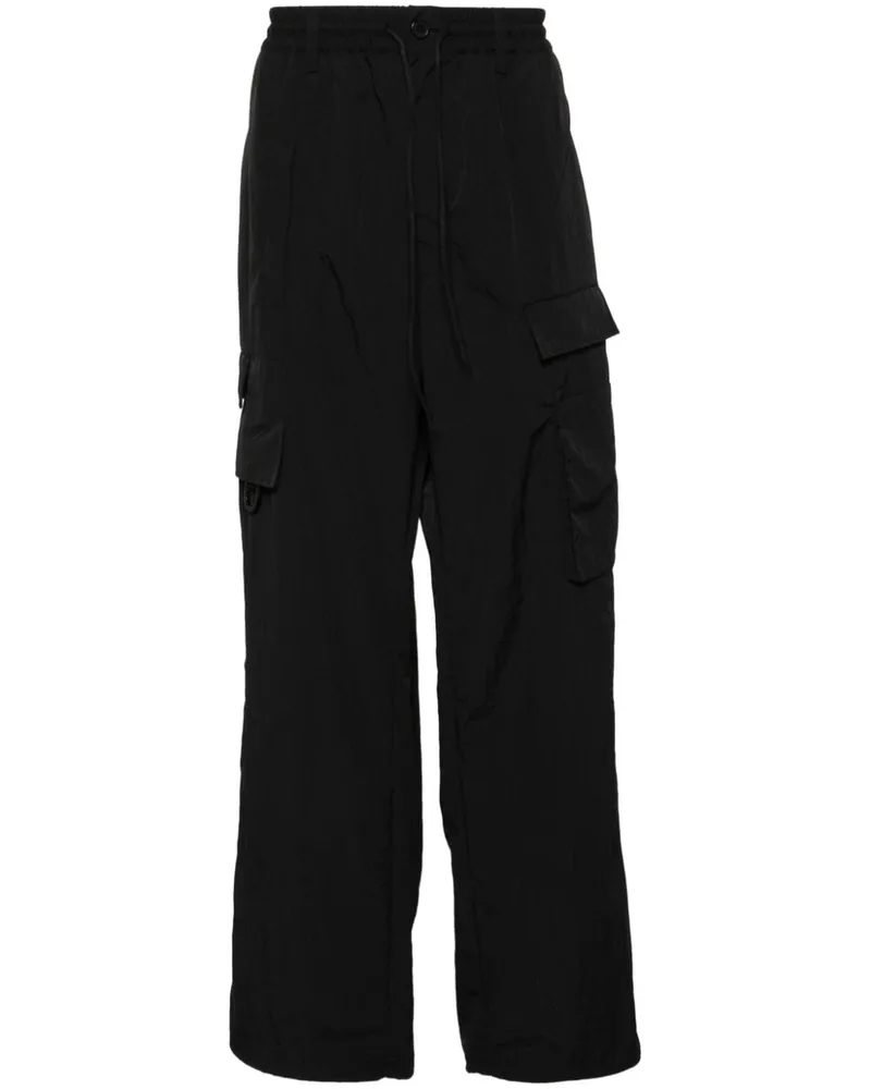 Y-3 Weite Crinkle Cargohose mit Logo-Print - Schwarz Schwarz