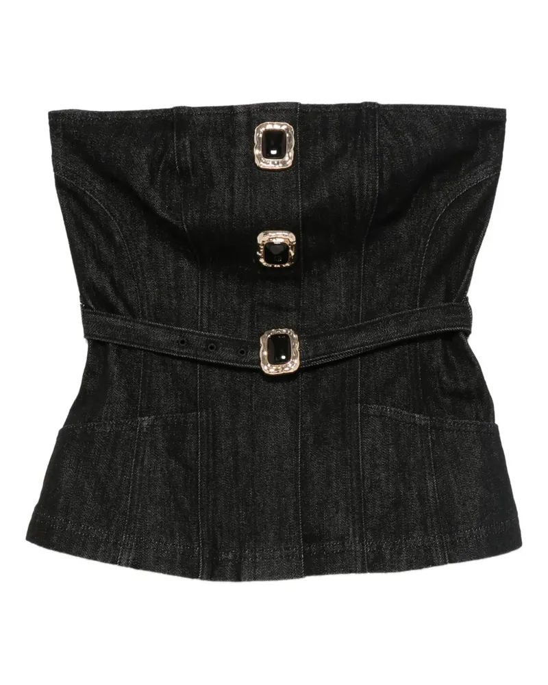 Self-Portrait Top mit Gürtel - Schwarz Schwarz