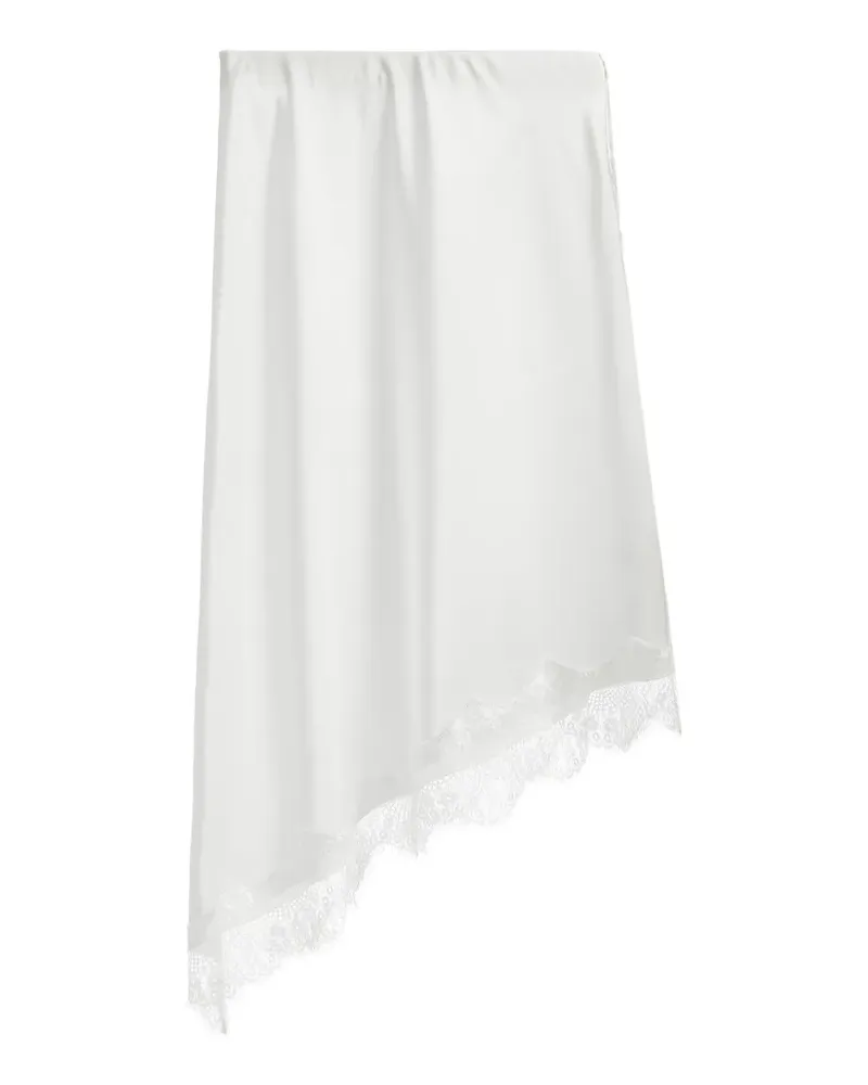 b+ab lace-trim asymmetric midi skirt - Weiß Weiß