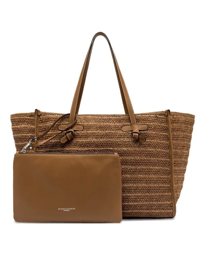 Gianni Chiarini Marcella straw-effect tote bag - Braun Braun
