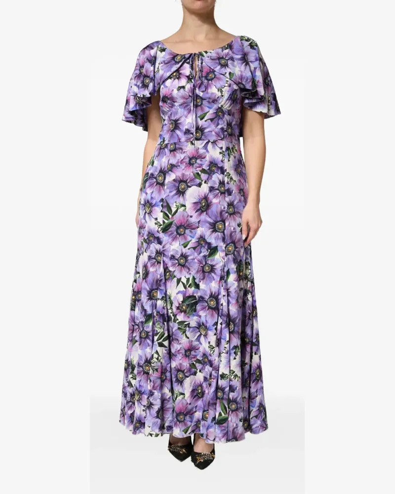 Dolce & Gabbana Maxikleid mit Blumen-Print - Violett Violett