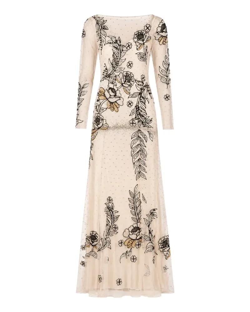 Temperley London Lavinia floral-embroidered maxi dress - Nude Nude