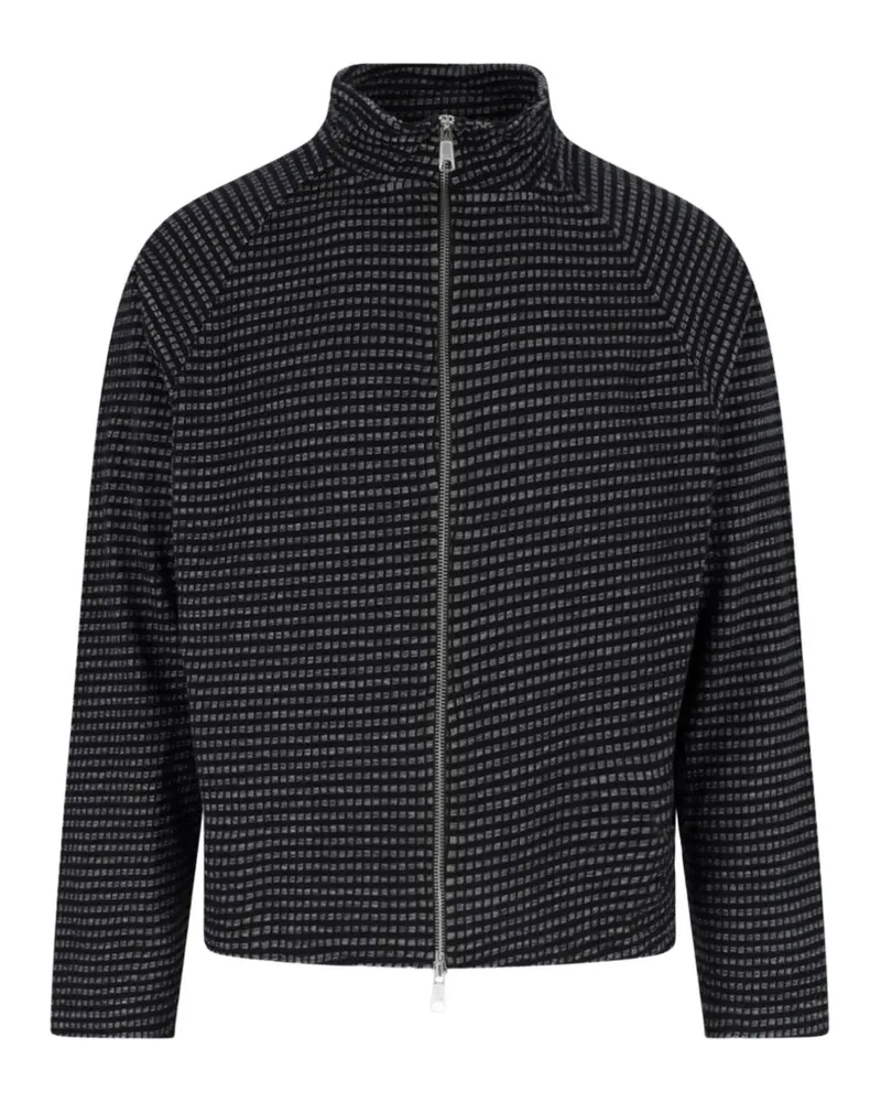 Mfpen zip-up checked cardigan - Schwarz Schwarz